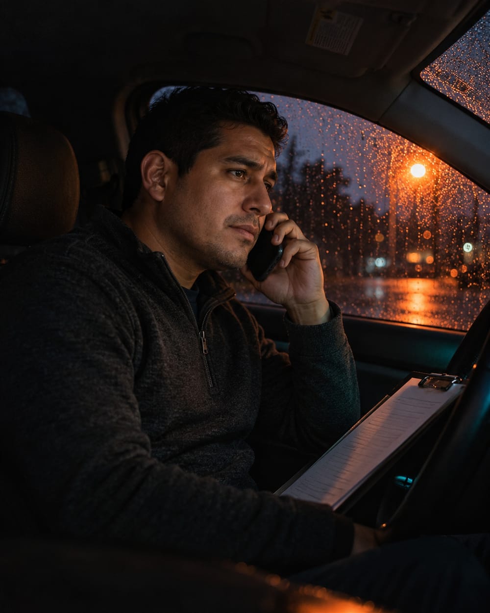 A claims adjuster on a call with a policyholder